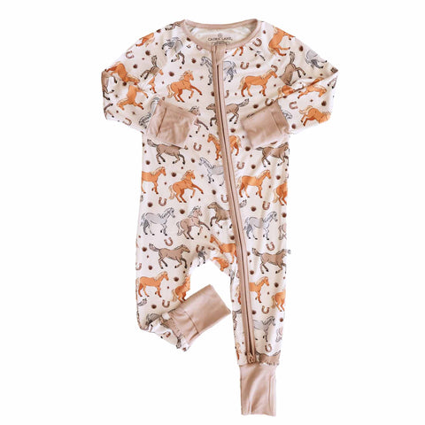P's Ponies Convertible Zip Romper: 3-6 months Caden Lane