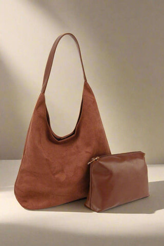 LWB026 Faux Suede 2 in 1 Hobo Bag: Wine MiMi Wholesale
