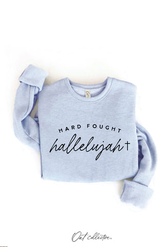 HARD FOUGHT HALLELUJAH Graphic Sweatshirt : VINTAGE WHITE LONG SLEEVE / S OAT COLLECTIVE