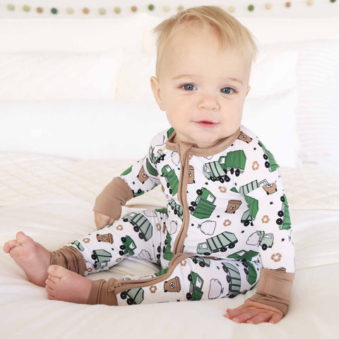 Clean Up Crew Convertible Zip Romper: 0-3 months Caden Lane