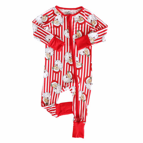 Christmas Bamboo Convertible Zip Rompers: Bow What Fun / 3-6 months Caden Lane