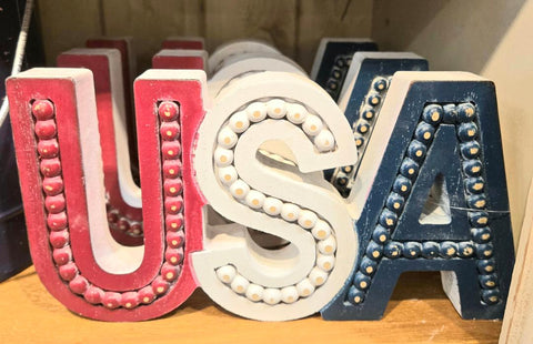 9.06"L Wood Americana "USA" Block The Gerson Companies