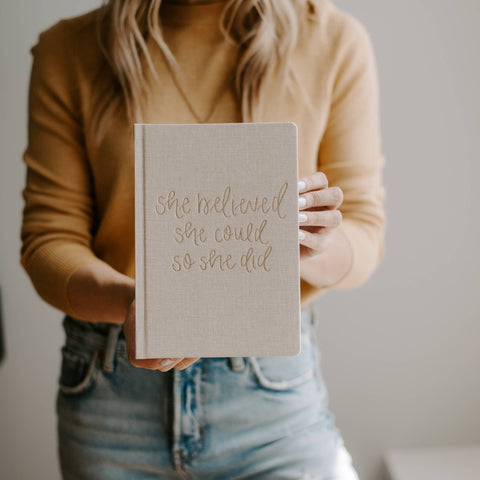 She Believed She Could Fabric Journal - Home Decor & Gifts Sweet Water Decor