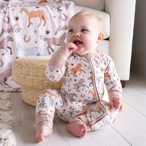 P's Ponies Convertible Zip Romper: 3-6 months Caden Lane