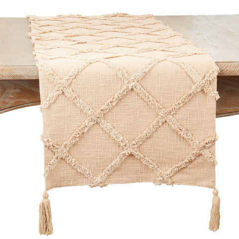 Diamond Tufted Runner: Natural / 16"x72" Saro Lifestyle