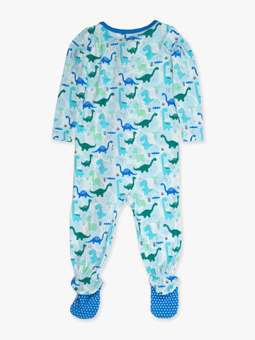 SoftSnooze™ Baby Bamboo Viscose Snuggle-Saurus Dinosaurs Footed One Piece Pajama
: Blue / 6-12m RuffleButts + RuggedButts