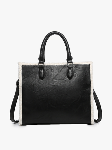 M2181 Bevin Sherpa Trim Tote: Black Jen & Co.