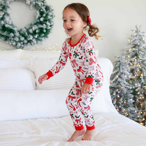 Bow What Fun Two Piece Pajama Set: 5/6 Caden Lane
