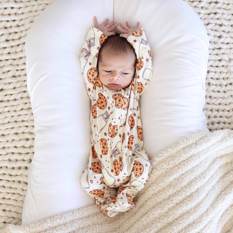 Cookie Cuddles Zipper Footie: 3-6 months Caden Lane