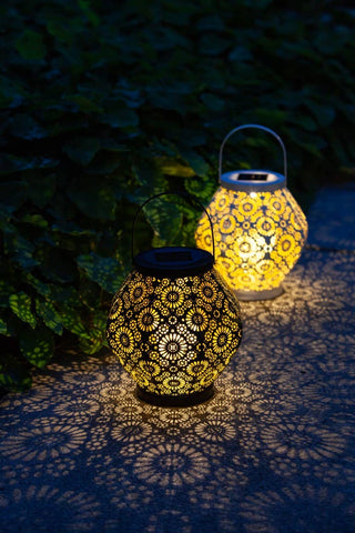 Metal Daisy 7.9" Outdoor Solar Lantern - Black Allsop Home & Garden