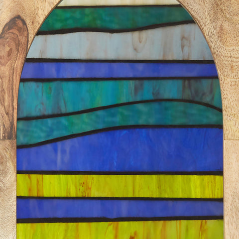 36"H Oversized Geometric Stained Glass Window Panel: Amber River of Goods
