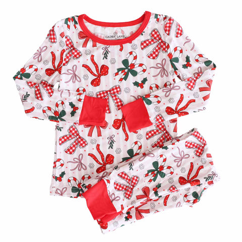 Bow What Fun Two Piece Pajama Set: 4T Caden Lane