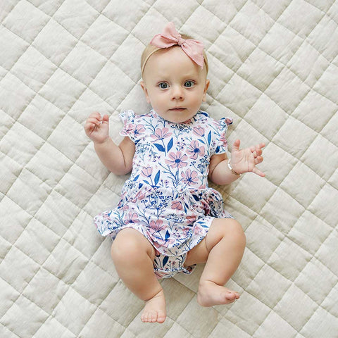 Bodysuit Twirl Dress | Blue Floral: 3-6M Dolly Lana