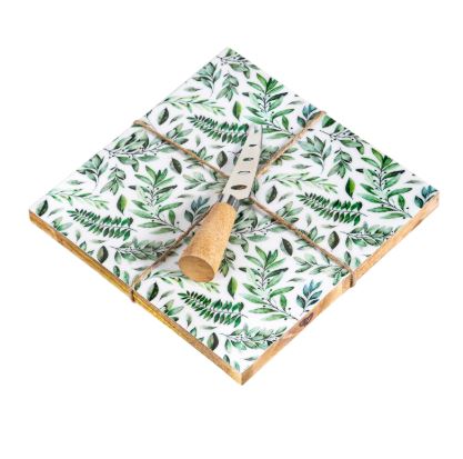 Olive Oasis Wood Cheese Board with Knife Set Evergreen Enterprises