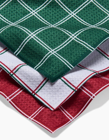 Christmas Grid Dishcloth Set Geometry