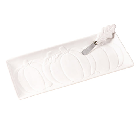 SET: 14" Ceramic Serving Tray & Spreader, Evergreen Enterprises