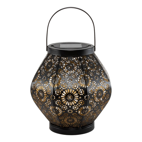 Metal Daisy 7.9" Outdoor Solar Lantern - Black Allsop Home & Garden