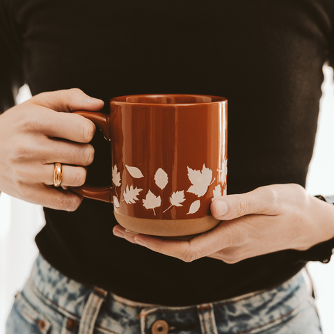 Fall Leaves Stoneware Coffee Mug - Fall Decor & Gifts Sweet Water Decor