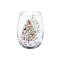 Stemless Wine Glass w/ Box, 17 OZ, Christmas Heritage Evergreen Enterprises