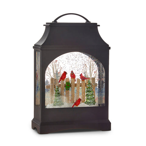 11" Cardinal on Fence Lighted Water Lantern RAZ Imports