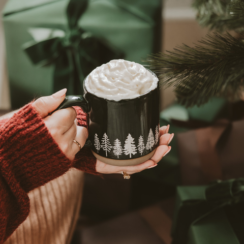 Pine Trees Stoneware Coffee Mug - Christmas Decor Sweet Water Decor