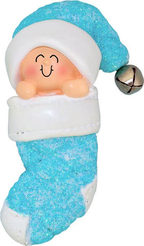 Baby in Stocking: Pink / Caucasian Ornament Central