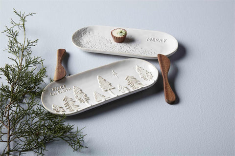 Peace White Christmas Everything Dish Set Mud Pie