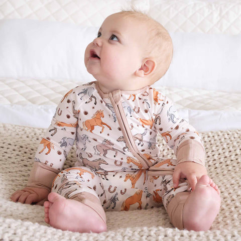 P's Ponies Convertible Zip Romper: 3-6 months Caden Lane
