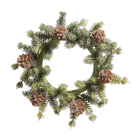 7" Iced Pine Mini Wreath-Candle Ring RAZ Imports