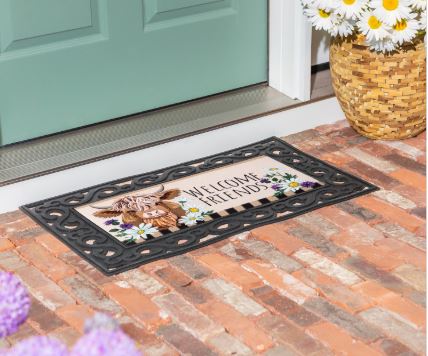 Highland Cow Welcome Friends Sassafras Switch Mat Evergreen Enterprises