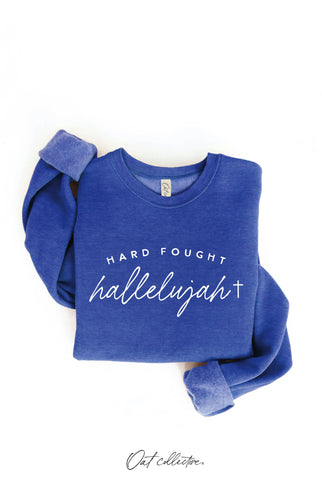 HARD FOUGHT HALLELUJAH Graphic Sweatshirt : VINTAGE WHITE LONG SLEEVE / XL OAT COLLECTIVE