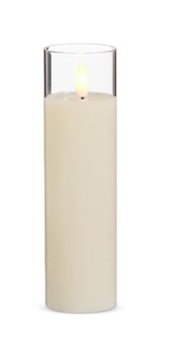 2" x 7" - Ivory - Clear Glass - Flameless Candle RAZ Imports