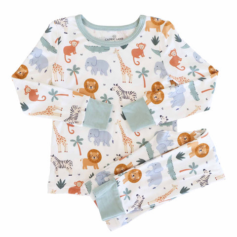 Safari Snuggles Two Piece Pajama Set: 12-18 months Caden Lane