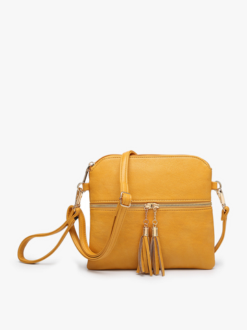 M1785 Tara Double Zip Crossbody Bag/Wristlet: Leopard-Mustard Jen & Co.
