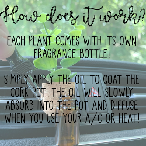 Plant Car Vent Clip Air Freshener Diffuser (Reusable): Green Tea & Lemongrass / G Vroom Blooms