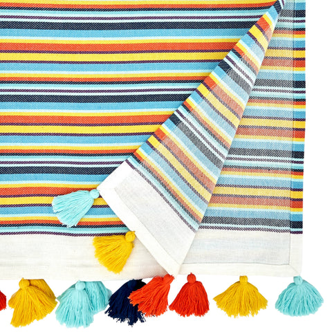 Striped Tassel Runner: Multi / 16"x72" Saro Lifestyle