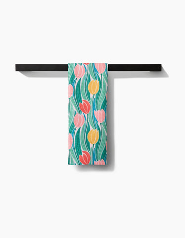 Tranquil Tulips Tea Towel Geometry