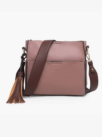 M1867 Lyla 2-in-1 Bucket Bag w/ Guitar Strap: Camel/Coffee Jen & Co.