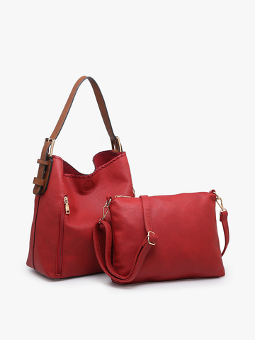 M1816A Alexa 2-in-1 Hobo Bag w/Dual Zip Compartments: Leopard-Mustard Jen & Co.