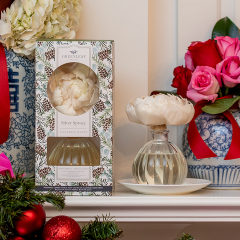 Silver Spruce Flower Diffuser Holiday Gift 4 Pack Greenleaf Gifts
