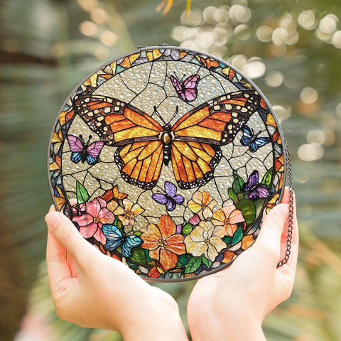 Butterflies Flowers Suncatcher, Butterfly Window Hanging: 6in NVC Ecommerce LLC
