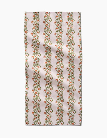 Floral Fall Stripe Bar Towel Geometry
