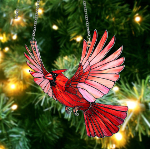 Red Cardinal Suncatcher, Cardinal Acrylic Window Hanging: 6in NVC Ecommerce LLC
