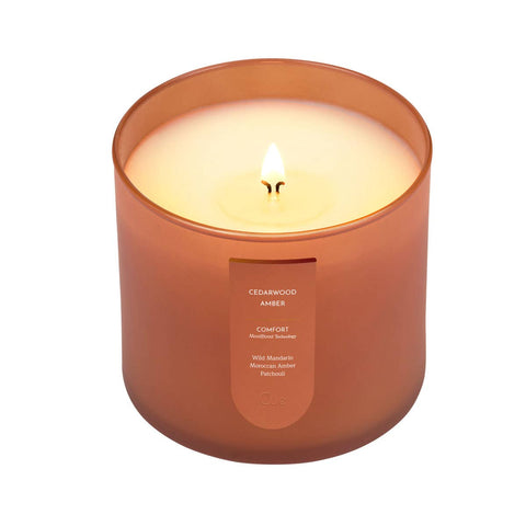 Cedarwood Amber Candle - Comfort with MoodBoost: Large Cue