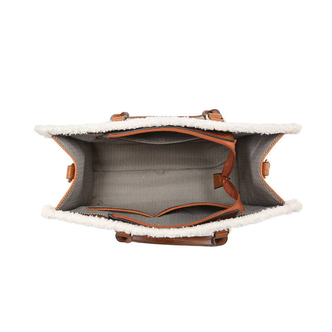 M2181 Bevin Sherpa Trim Tote: Tan/Brown Jen & Co.