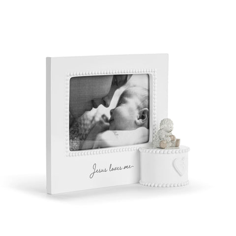Jesus Loves Me Cream Lamb Musical Frame Demdaco