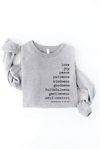 THE FRUIT OF THE SPIRIT Graphic Sweatshirt: WHITE HEATHER / S OAT COLLECTIVE