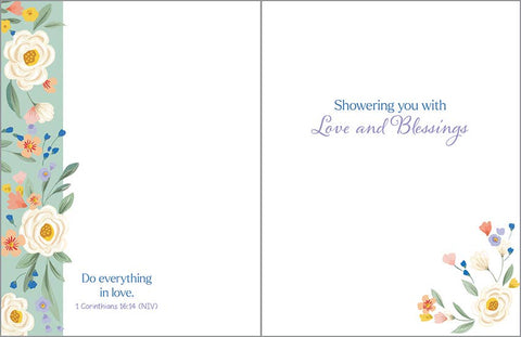 With Scripture Wedding Shower Card - Shower Flower Border GINA B DESIGNS