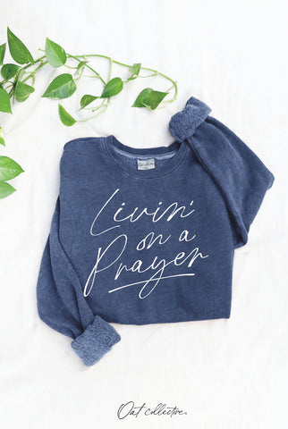 LIVIN' ON A PRAYER   Mineral Graphic Sweatshirt  : BEACH SAND / L OAT COLLECTIVE