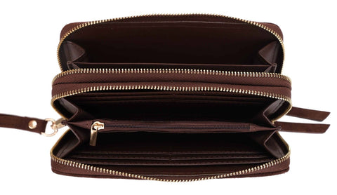 ES60164SU Sherrie Suede Double Zipper Wallet: SCHY(Wine) MiMi Wholesale